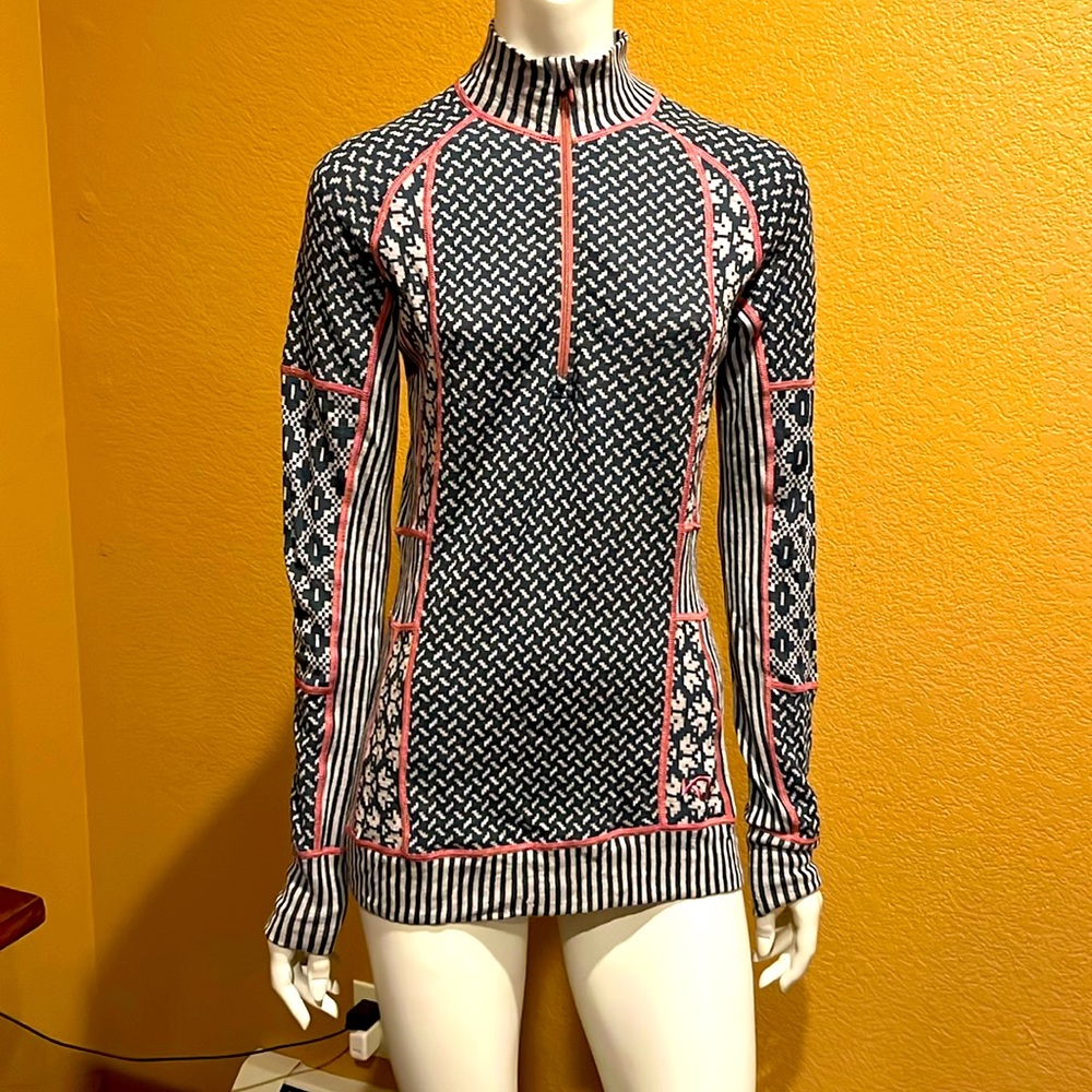 KARI TRAA SMEKKER HALF-ZIP BASE LAYER TOP WOMENS Large Merino Wool